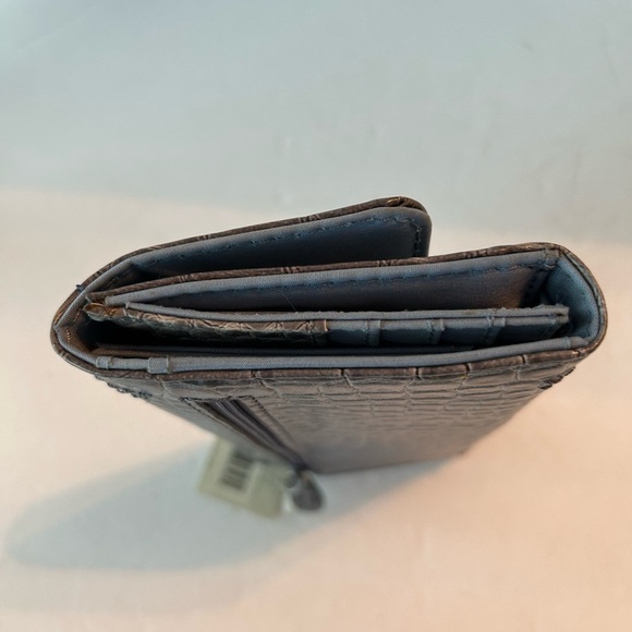 NWT Vintage Liz Claiborne Full Size Blue Slate Croc Wallet - Picture 4 of 6